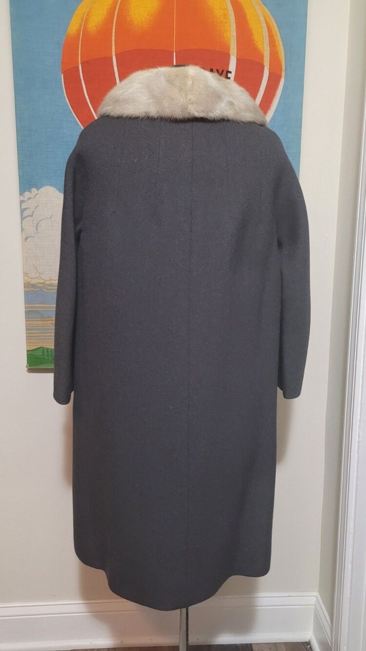 Sycamore Wool Blend Coat Women’s Size 42 Bust Mink Fur Collar Classic Vintage - Picture 2 of 10
